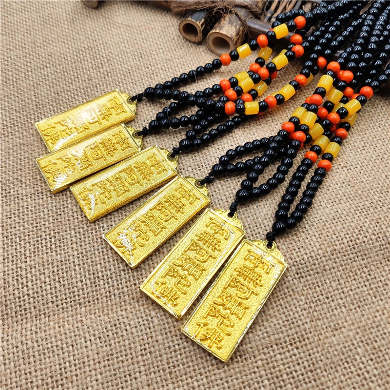 4PCS Asia Thailand Tibet Buddhist pocket efficacious Namo Amitabha Mantra Amulet safe good luck Buddha Buddhist copper Pendant