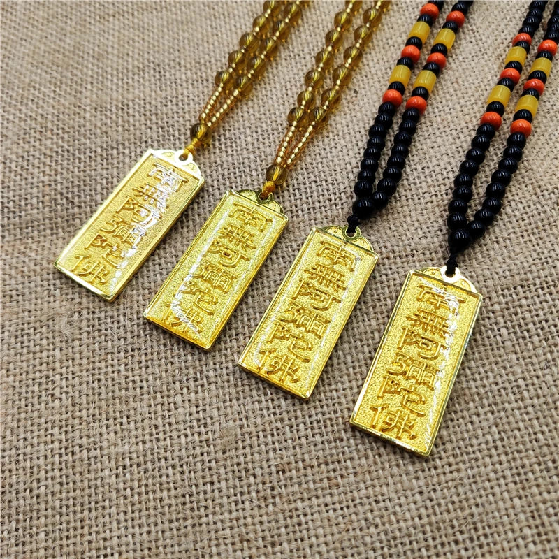 4PCS Asia Thailand Tibet Buddhist pocket efficacious Namo Amitabha Mantra Amulet safe good luck Buddha Buddhist copper Pendant