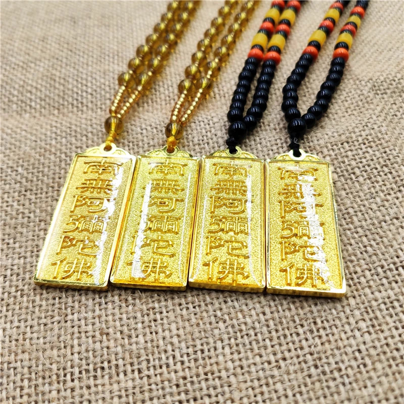 4PCS Asia Thailand Tibet Buddhist pocket efficacious Namo Amitabha Mantra Amulet safe good luck Buddha Buddhist copper Pendant