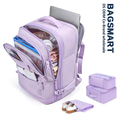 4PCS BAGSMART Women Travel Backpack Airplane Large Capacity Multi-Function Luggage Lightweight Men Casual Bag Notebook Bagpacks