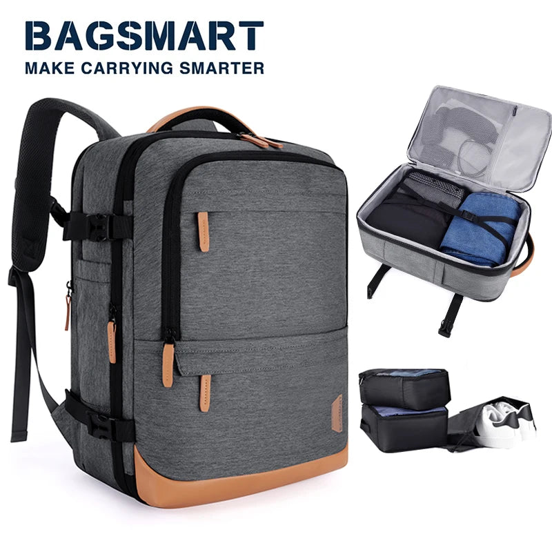 4PCS BAGSMART Women Travel Backpack Airplane Large Capacity Multi-Function Luggage Lightweight Men Casual Bag Notebook Bagpacks