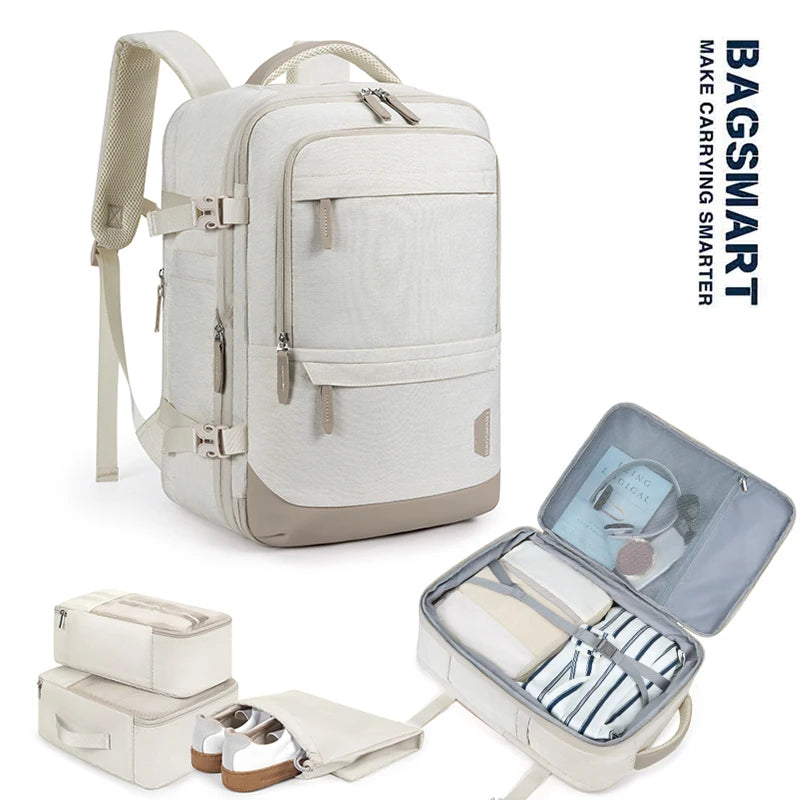 4PCS BAGSMART Women Travel Backpack Airplane Large Capacity Multi-Function Luggage Lightweight Men Casual Bag Notebook Bagpacks