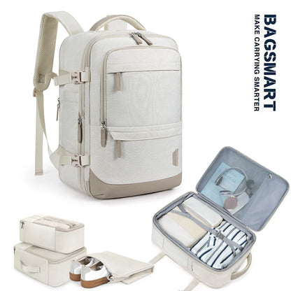 4PCS BAGSMART Women Travel Backpack Airplane Large Capacity Multi-Function Luggage Lightweight Men Casual Bag Notebook Bagpacks