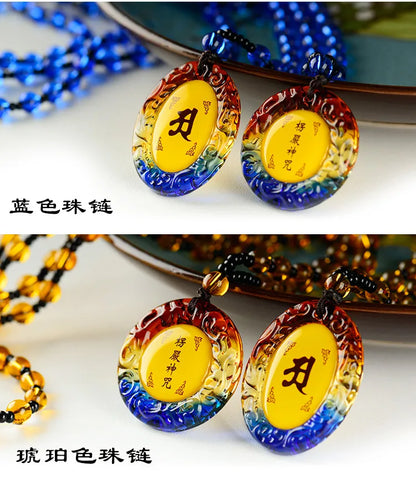 4PCS Buddhist supplies Greco-Buddhist pocket travel Exorcise evil efficacious talisman Shurangama Mantra Crystal Pendant Amulet