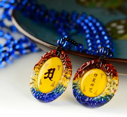 4PCS Buddhist supplies Greco-Buddhist pocket travel Exorcise evil efficacious talisman Shurangama Mantra Crystal Pendant Amulet