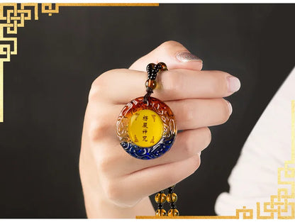 4PCS Buddhist supplies Greco-Buddhist pocket travel Exorcise evil efficacious talisman Shurangama Mantra Crystal Pendant Amulet