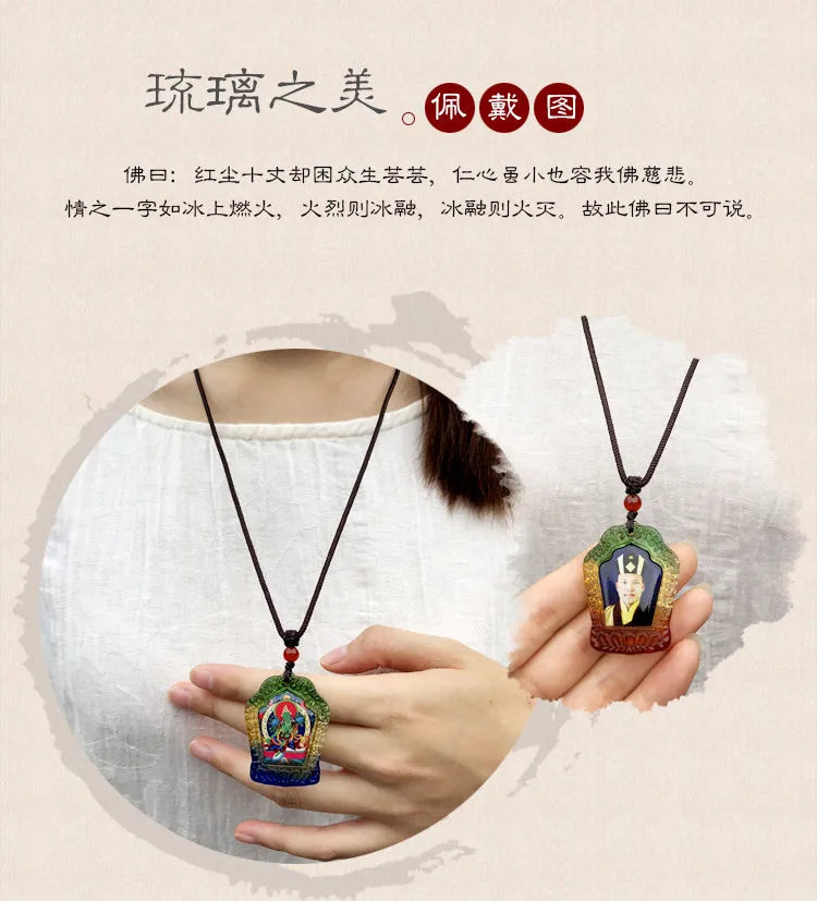 4PCS #GOOD  -Buddhist pocket travel efficacious Mascot #Vajrasattva Yellow Jambhala Amitayus Buddha RULAI Crystal Pendant Amulet