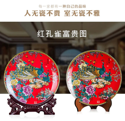 4PCS Home living room TOP decorative Propitious Good luck Totem royal Phoenix FENG SHUI porcelain plate Ornament business art
