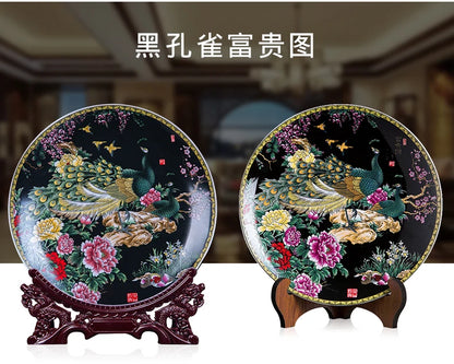 4PCS Home living room TOP decorative Propitious Good luck Totem royal Phoenix FENG SHUI porcelain plate Ornament business art