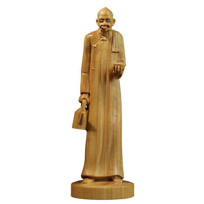 4PCS Traditional Beijing Tea House Boxwood Sculpture Wood Home Decoration Chinese Cultural Statue Traditional Beijing Figure