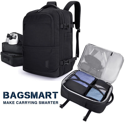 4Pcs 40L Travel Cabin Backpack BAGSMART 17.3'' Laptop Backpack Airline Carry On Luggage Backpack Suitcase with Packing cubes