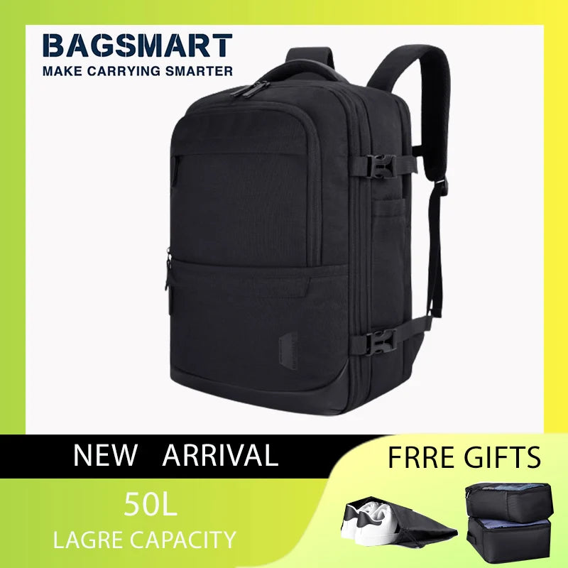 4Pcs 40L Travel Cabin Backpack BAGSMART 17.3'' Laptop Backpack Airline Carry On Luggage Backpack Suitcase with Packing cubes