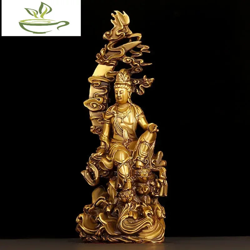 Feng Shui Pure Copper Guanyin Ornaments Bodhisattva Home Office Small Consecrated Buddha Statue Home Living Ornaments