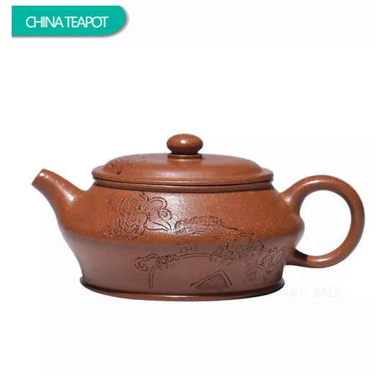 160ml Authentic Yixing Handmade Purple Clay Teapots Famous Artists Hand-carved Tea Pot Kettle Chinese Zisha Tea Set Teaware