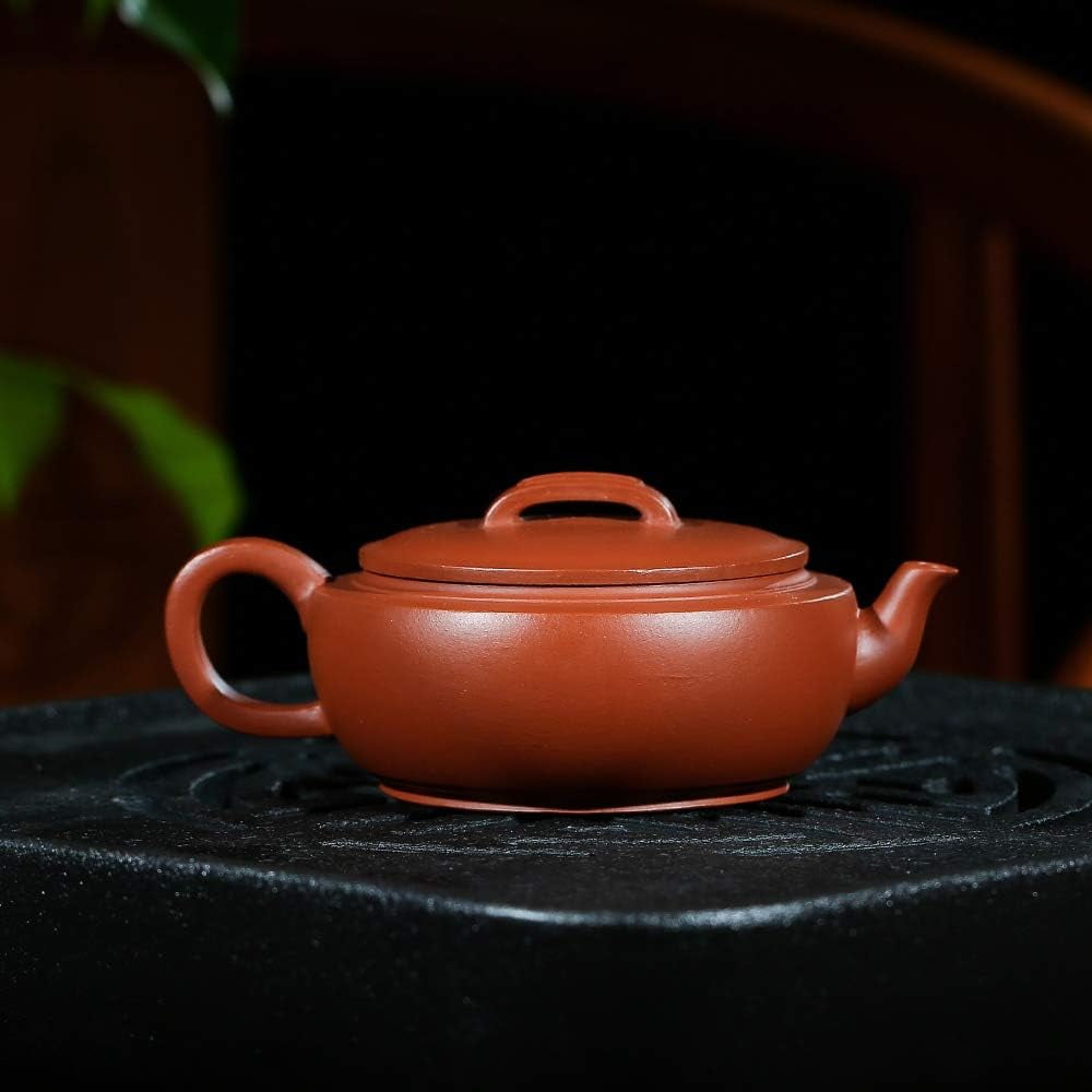 Zisha Tea Pot Set,Master Handmade Genuine Yixing Clay Teapot 5.4 Oz with 2 Cups (Hanwan,Zhuni Clay)