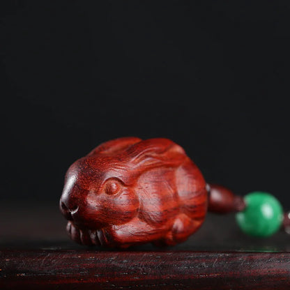 4cm Lobular Rosewood Wood Sculpture Animal Sculpture Traditional Chinese Chinese Zodiac Rabbit Pendant Car Hanging
