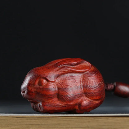 4cm Lobular Rosewood Wood Sculpture Animal Sculpture Traditional Chinese Chinese Zodiac Rabbit Pendant Car Hanging