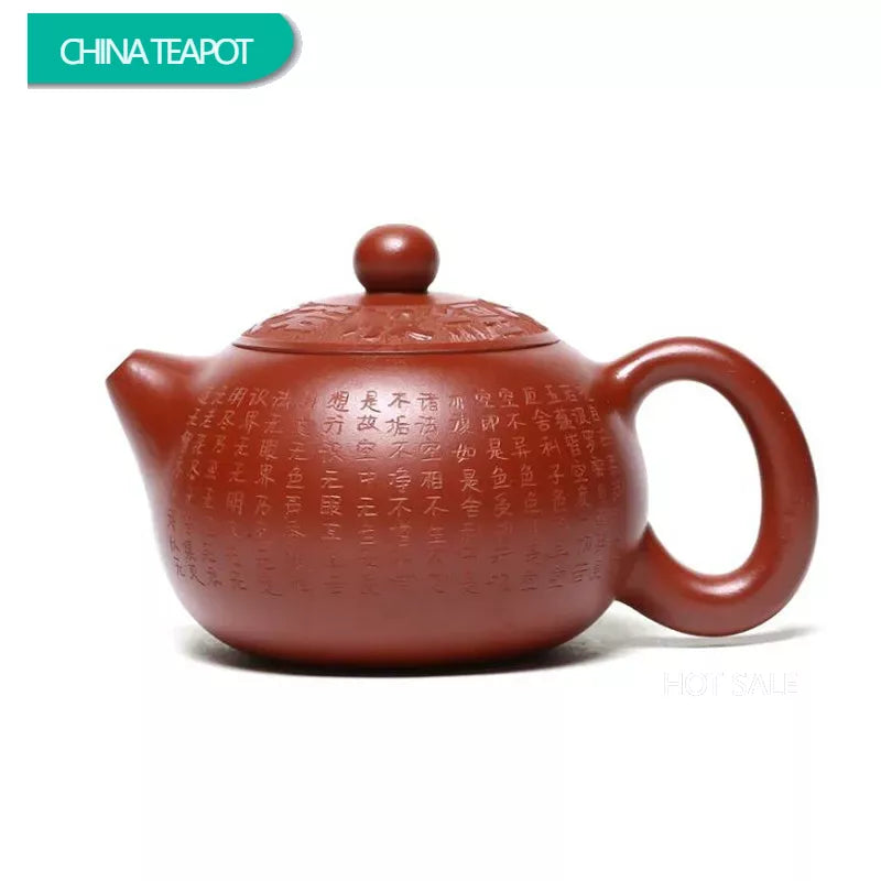150ml Yixing Famous Purple Clay Teapot Master Hand-carved Heart Sutra Xishi Tea Pot Kettle Chinese Handmade Zisha Tea Set Gifts