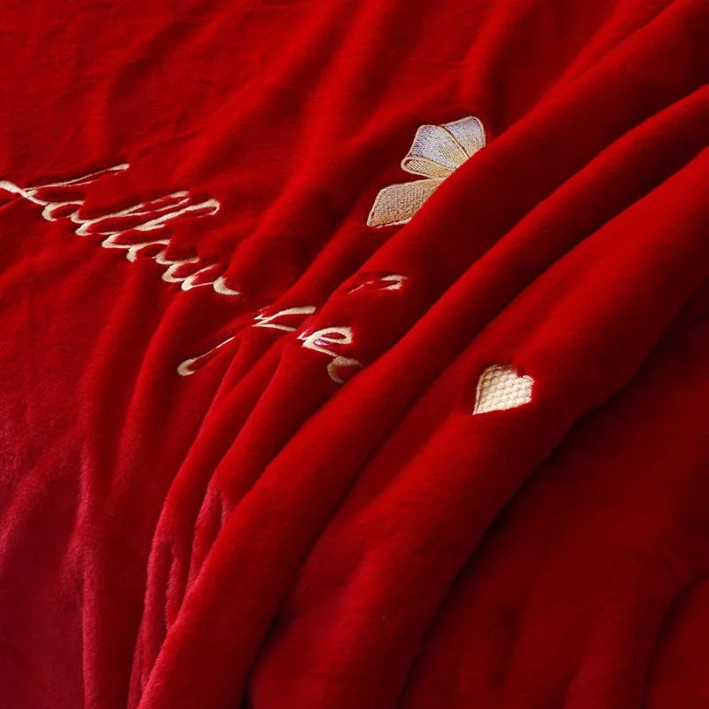 4kg warm blanket for winter imitation of rabbit hair yarn heart shape weighted blankets bed cover soft velvet 78"x90" in China