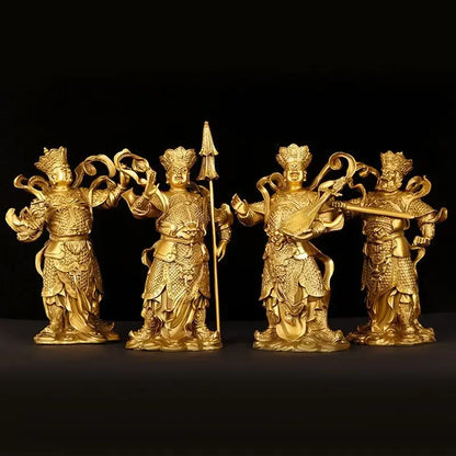 4pc/set Fengshui  Copper Chinese The Four Heavenly Kings Statue Home Buddha Hall Buddha Decor