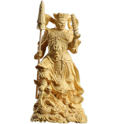 4pcs 18CM Cypress Wood Boxwood 14CM Caturmaharajakayikas Buddha Sculpture Four Kings Wood Carving Statue Feng Shui Home Decor