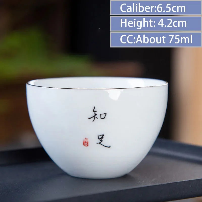 4pcs/lot Chinese Ceramic Tea Cup Thicken Anti-scalding Tea Bowl Celadon Teacup Teaware Accessories Single Cups Gifts Drinkware