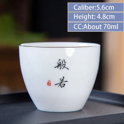 4pcs/lot Chinese Ceramic Tea Cup Thicken Anti-scalding Tea Bowl Celadon Teacup Teaware Accessories Single Cups Gifts Drinkware