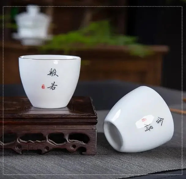 4pcs/lot Chinese Ceramic Tea Cup Thicken Anti-scalding Tea Bowl Celadon Teacup Teaware Accessories Single Cups Gifts Drinkware