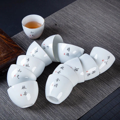 4pcs/lot Chinese Ceramic Tea Cup Thicken Anti-scalding Tea Bowl Celadon Teacup Teaware Accessories Single Cups Gifts Drinkware