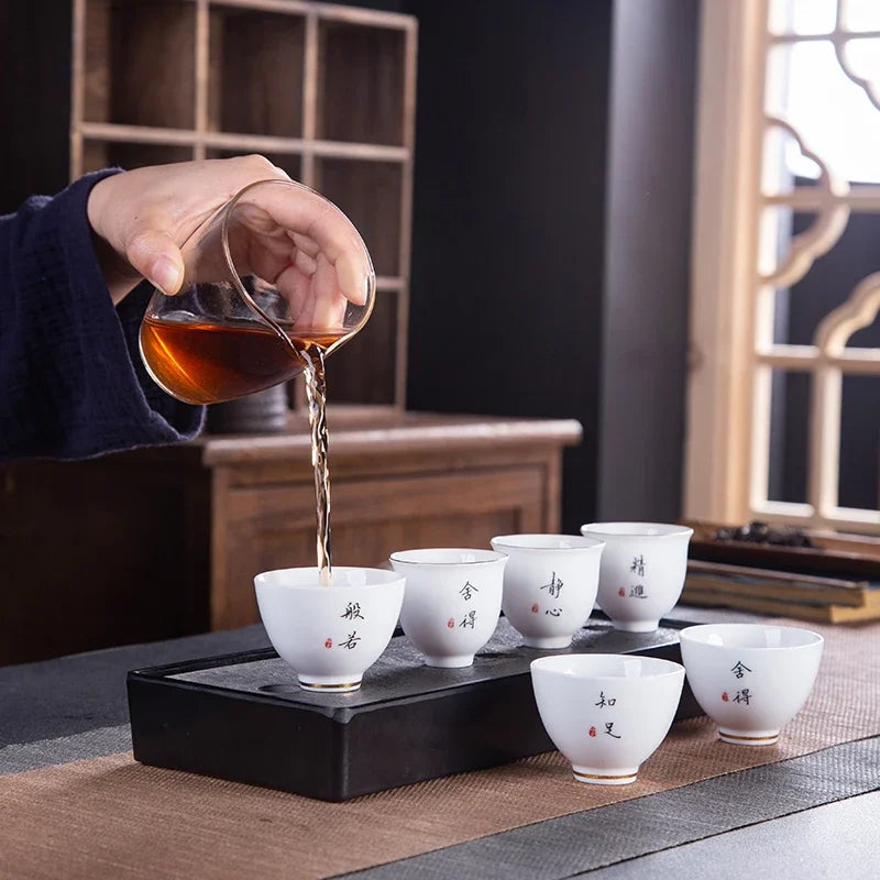 4pcs/lot Chinese Ceramic Tea Cup Thicken Anti-scalding Tea Bowl Celadon Teacup Teaware Accessories Single Cups Gifts Drinkware