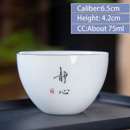 4pcs/lot Chinese Ceramic Tea Cup Thicken Anti-scalding Tea Bowl Celadon Teacup Teaware Accessories Single Cups Gifts Drinkware