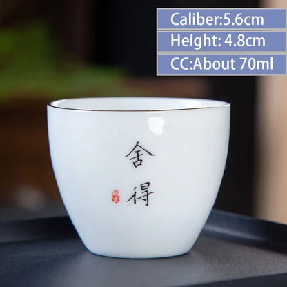 4pcs/lot Chinese Ceramic Tea Cup Thicken Anti-scalding Tea Bowl Celadon Teacup Teaware Accessories Single Cups Gifts Drinkware