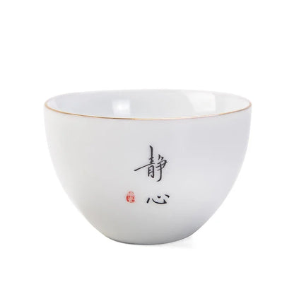 4pcs/lot Chinese Ceramic Tea Cup Thicken Anti-scalding Tea Bowl Celadon Teacup Teaware Accessories Single Cups Gifts Drinkware