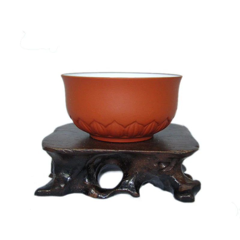 4pcs/lot Chinese tea cup yixing zisha purple clay porcelain cup of tea kungfu cups lotus decoration China fast shipment 50ml