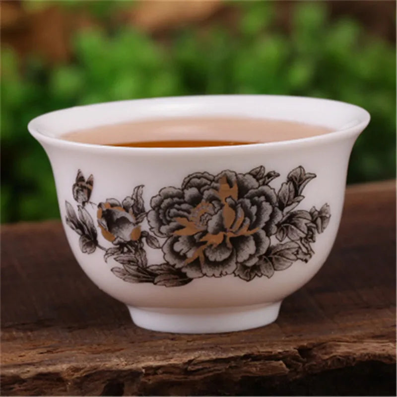 4pcs/lot Mini cup 20ml China porcelain tea cup floral pattern in-glaze decoration Chinese cup of tea small size kungfu cups rose