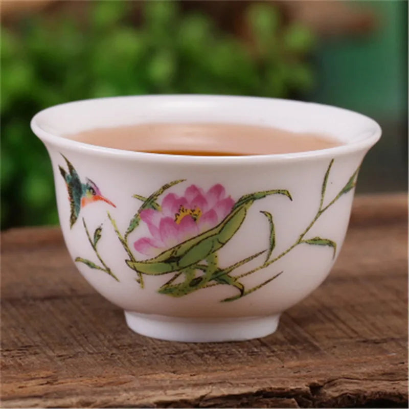 4pcs/lot Mini cup 20ml China porcelain tea cup floral pattern in-glaze decoration Chinese cup of tea small size kungfu cups rose