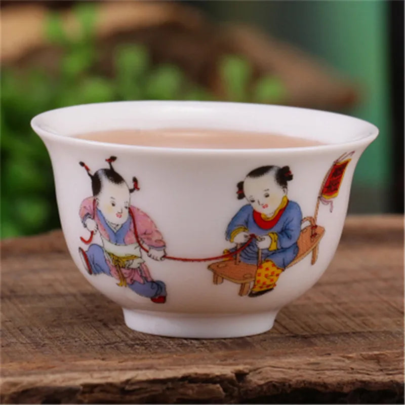 4pcs/lot Mini cup 20ml China porcelain tea cup floral pattern in-glaze decoration Chinese cup of tea small size kungfu cups rose