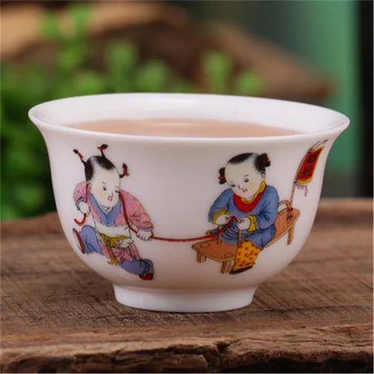 4pcs/lot Mini cup 20ml China porcelain tea cup floral pattern in-glaze decoration Chinese cup of tea small size kungfu cups rose