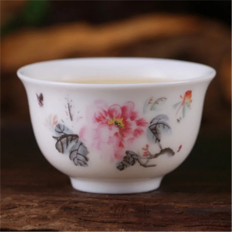 4pcs/lot Mini cup 20ml China porcelain tea cup floral pattern in-glaze decoration Chinese cup of tea small size kungfu cups rose