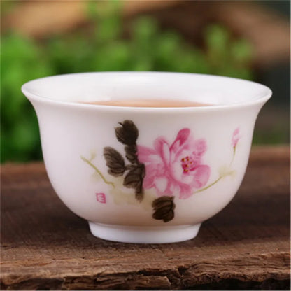 4pcs/lot Mini cup 20ml China porcelain tea cup floral pattern in-glaze decoration Chinese cup of tea small size kungfu cups rose
