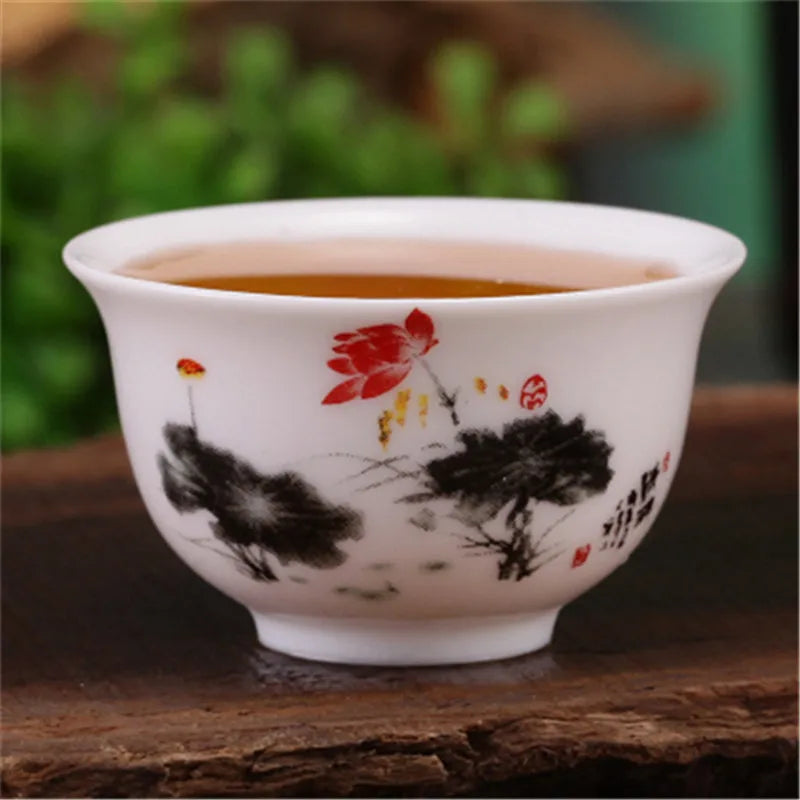 4pcs/lot Mini cup 20ml China porcelain tea cup floral pattern in-glaze decoration Chinese cup of tea small size kungfu cups rose
