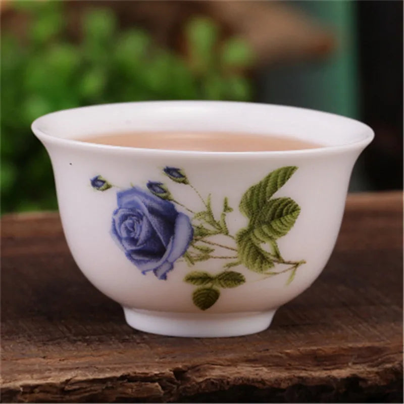 4pcs/lot Mini cup 20ml China porcelain tea cup floral pattern in-glaze decoration Chinese cup of tea small size kungfu cups rose