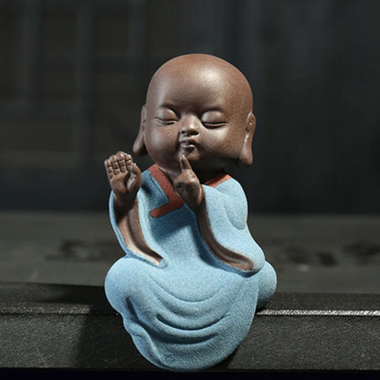 4pcs/lot tea pet yixing purple clay little monk zisha tea play creative small size desk decoration tea pets art nouveau