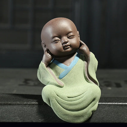 4pcs/lot tea pet yixing purple clay little monk zisha tea play creative small size desk decoration tea pets art nouveau
