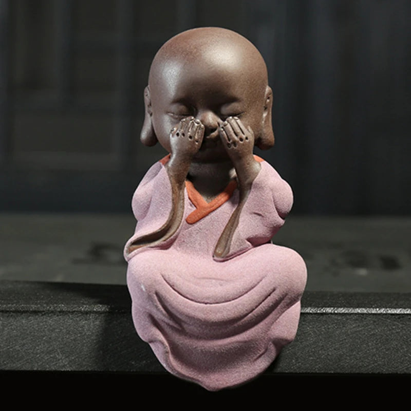 4pcs/lot tea pet yixing purple clay little monk zisha tea play creative small size desk decoration tea pets art nouveau