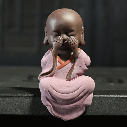 4pcs/lot tea pet yixing purple clay little monk zisha tea play creative small size desk decoration tea pets art nouveau