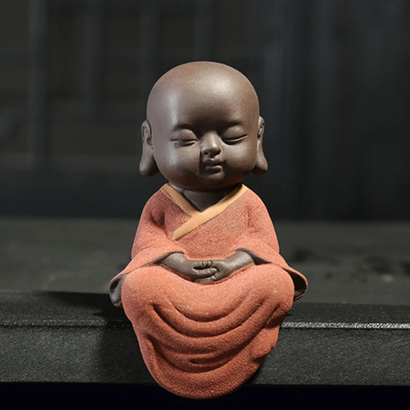 4pcs/lot tea pet yixing purple clay little monk zisha tea play creative small size desk decoration tea pets art nouveau