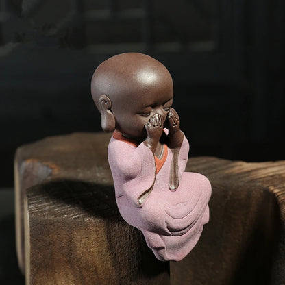4pcs/lot tea pet yixing purple clay little monk zisha tea play creative small size desk decoration tea pets art nouveau