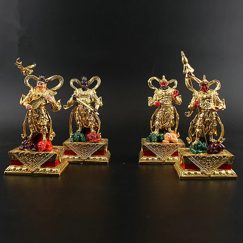 4pcs/set 14.5cm Gold Resin Exquisite Plated Chinese Fengshui Tibetan Buddhist Vajra Putting Decorate Figurine