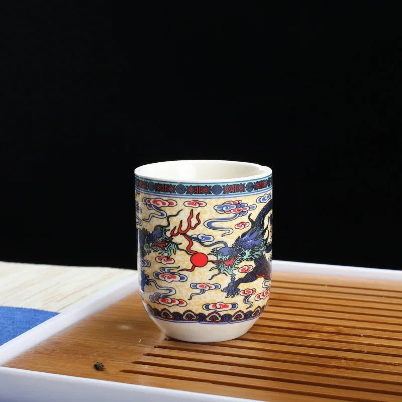 4pcs/set Blue and white porcelain tea Cup Retro Ceramic Teacup Boutique tea bowl Coffee Wine Cups Drinkware Supplies 150ml